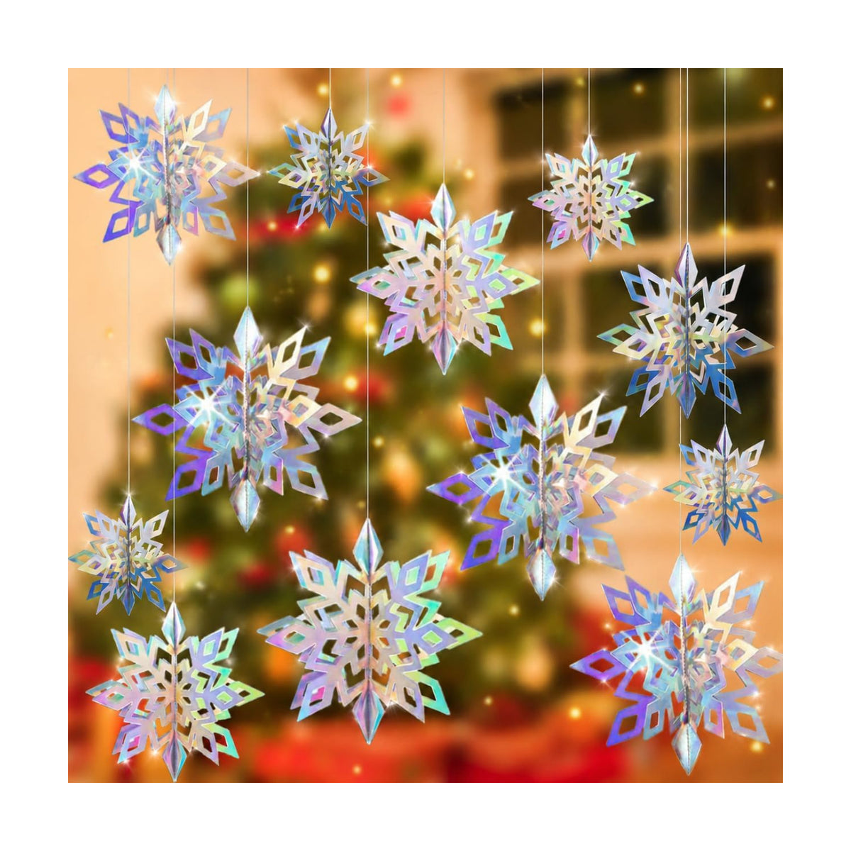Iridescent Paper Snowflake Christmas Decoration for Trees Ceiling