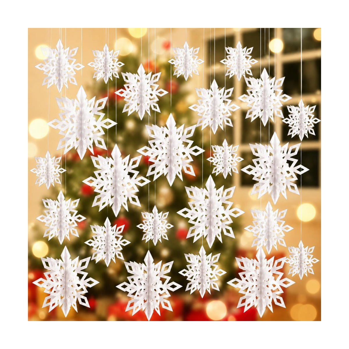 Christmas Hanging Snowflakes Winter Wonderland Decorations, White