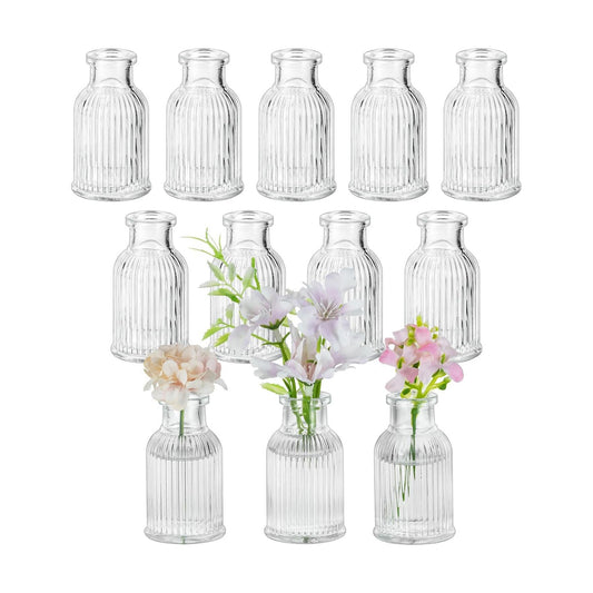 Glass Bud Vases for Centerpieces / Height: 3.7 / Clear / Set of 12