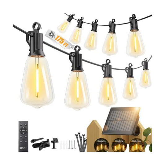 Brightown 175FT Solar String Lights Outdoor, 56+2 Shatterproof LED Lights