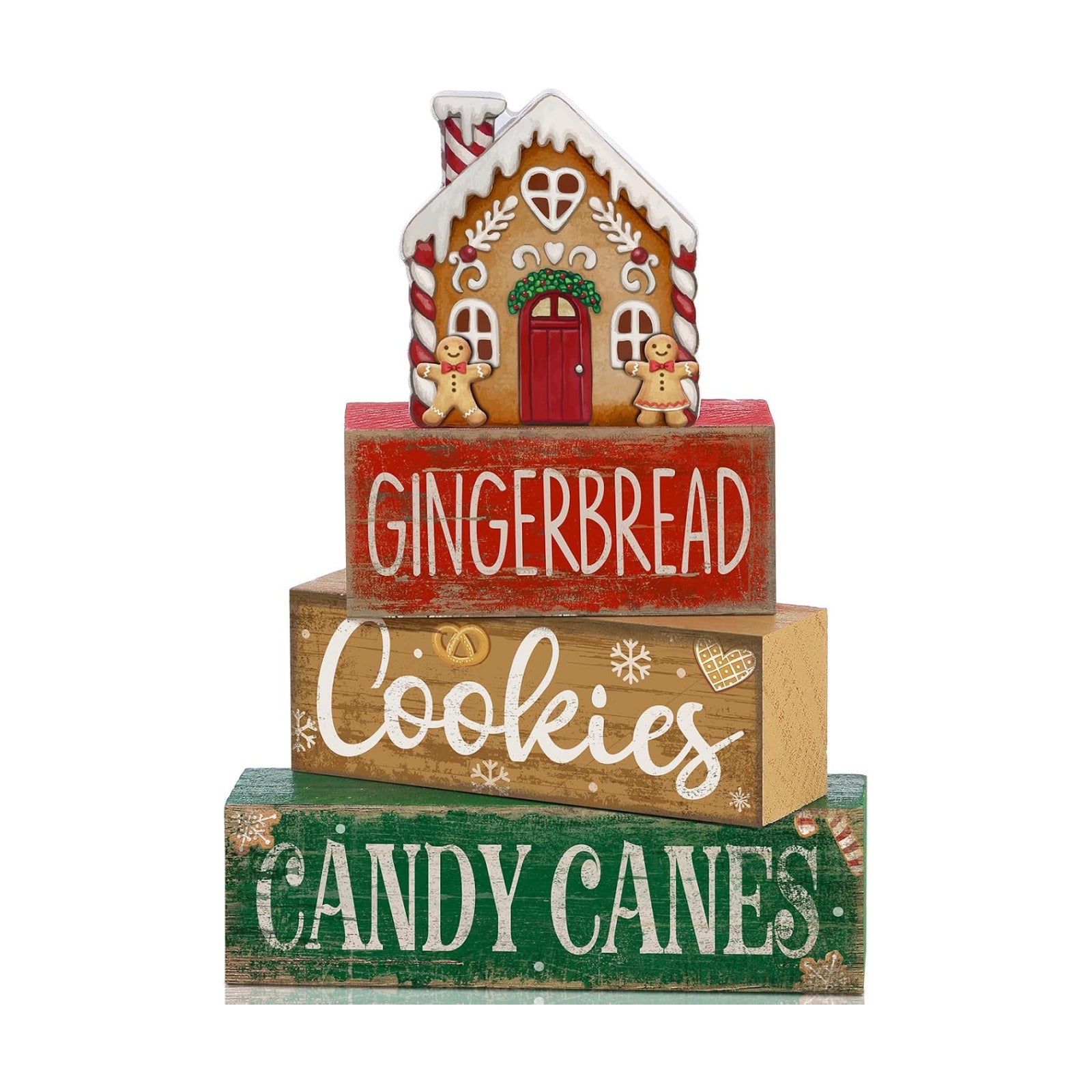 Lineshading 4 Pcs Christmas Table Decor Gingerbread House Tiered Tray Decor