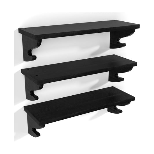 Floating Shelves / Solid Wood Shelves Wall Mount / Black / 17 Inch / Set of 3