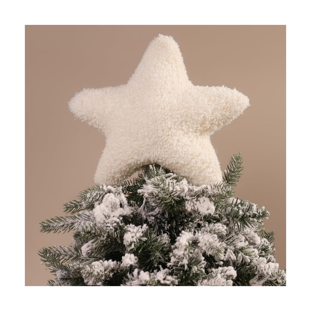 MiniInflat 10" Star Christmas Tree Topper White Faux Fur Star Tree Topper Christmas Treetop Ornament Holiday Xmas Decor for Xmas Home Decoration(Curly Plush)