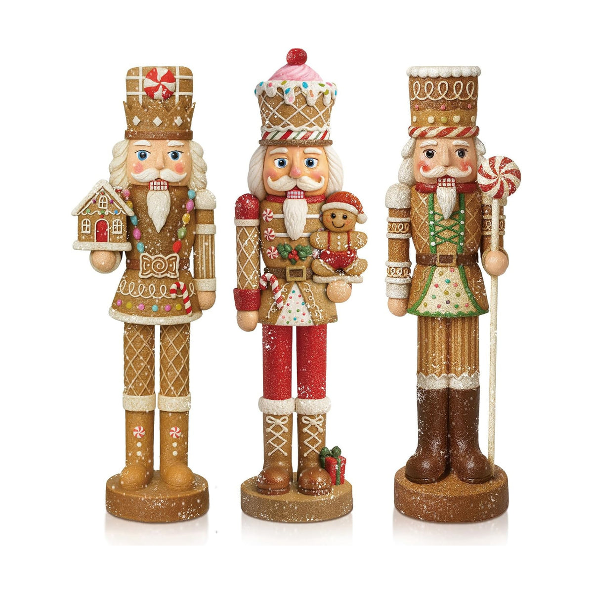 Simgoing 3 Pcs Gingerbread Nutcracker Figures Resin Christmas Nutcracker