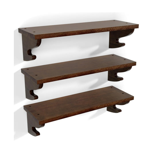 Rustic Wall Shelves / Light Walnut / 17 Inch / Set of 3