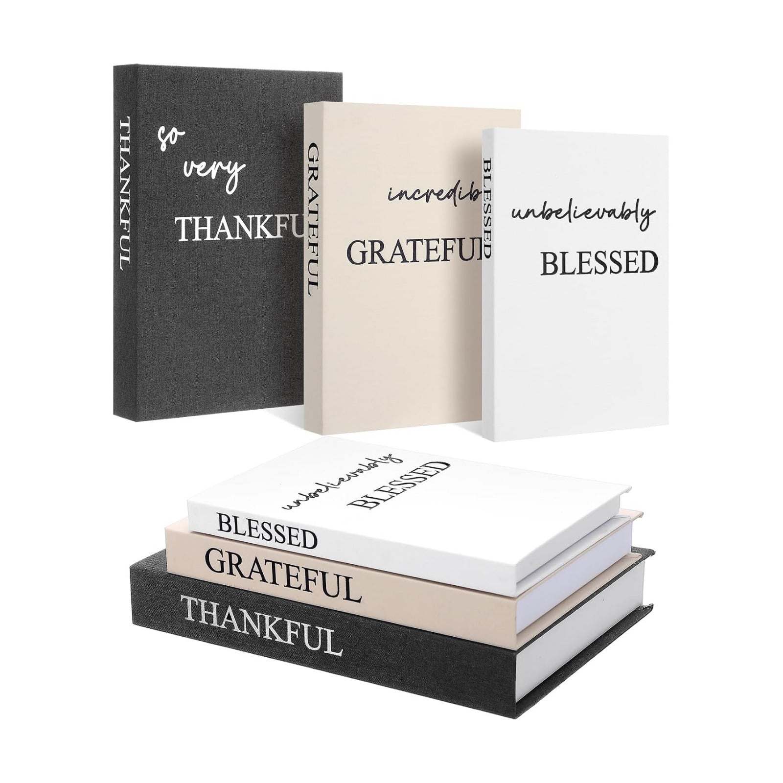 Decorative Books / Thankful Grateful Blessed / Modern / Set of 3