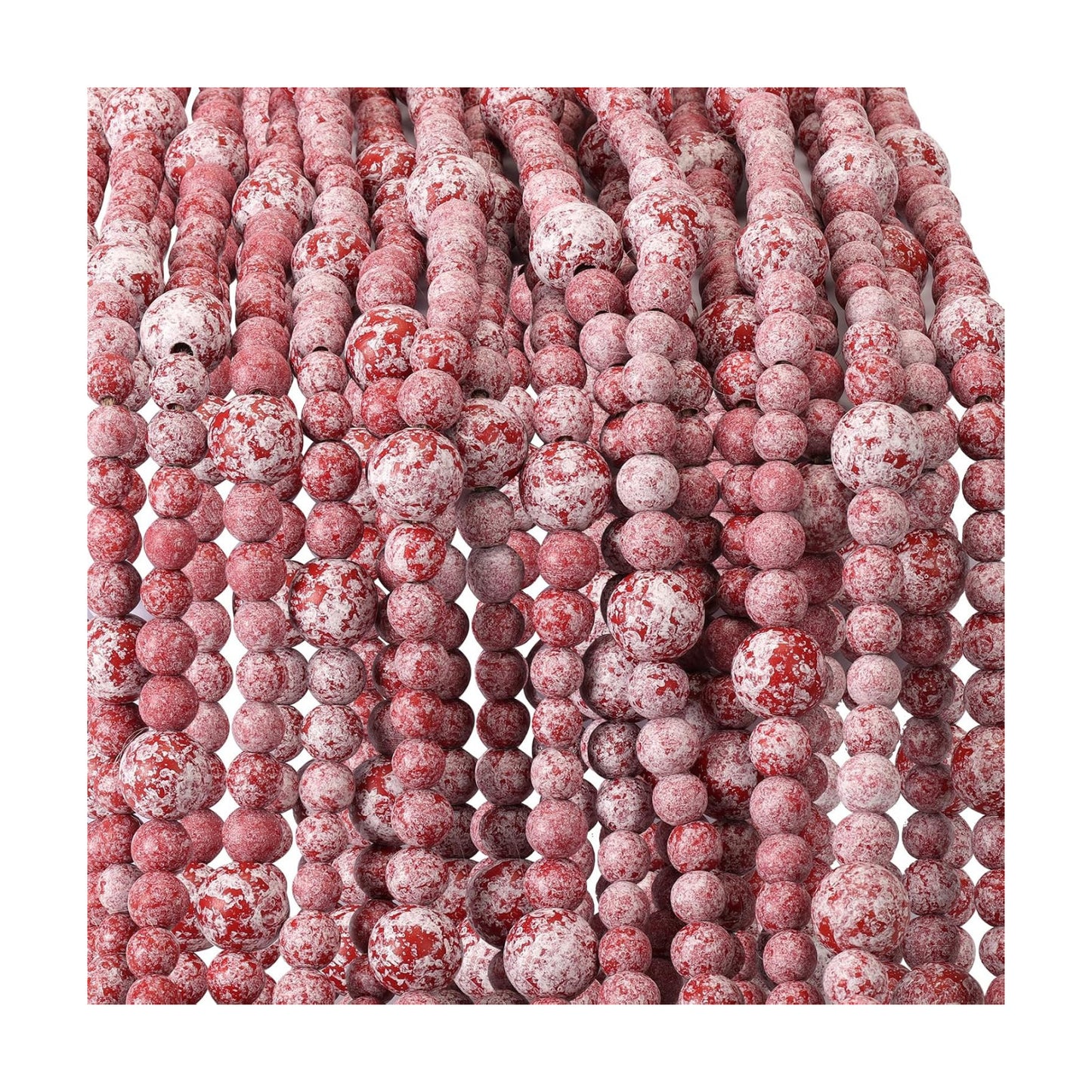 Christmas Wood Bead Garland / Vintage Red Beads