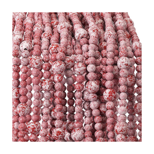 Christmas Wood Bead Garland / Vintage Red Beads