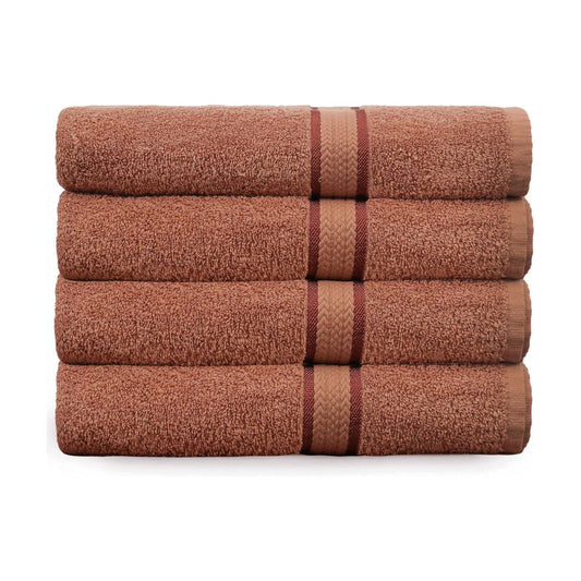 COTTON CRAFT Ultra Soft Bath Towels - 4 Pack 100% Cotton Large 30x54 inches | Oversized 580 GSM Absorbent Mocha Bath
