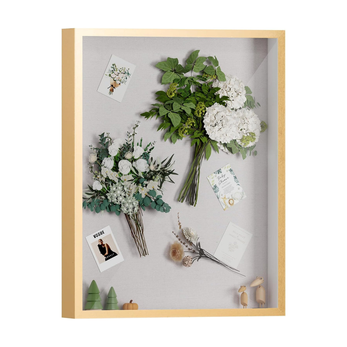 Muzilife 16x20 Large Shadow Box Wood Picture Frame, Tempered Glass, Gold | FSC-Certified MDF | Soft Acid-free Linen