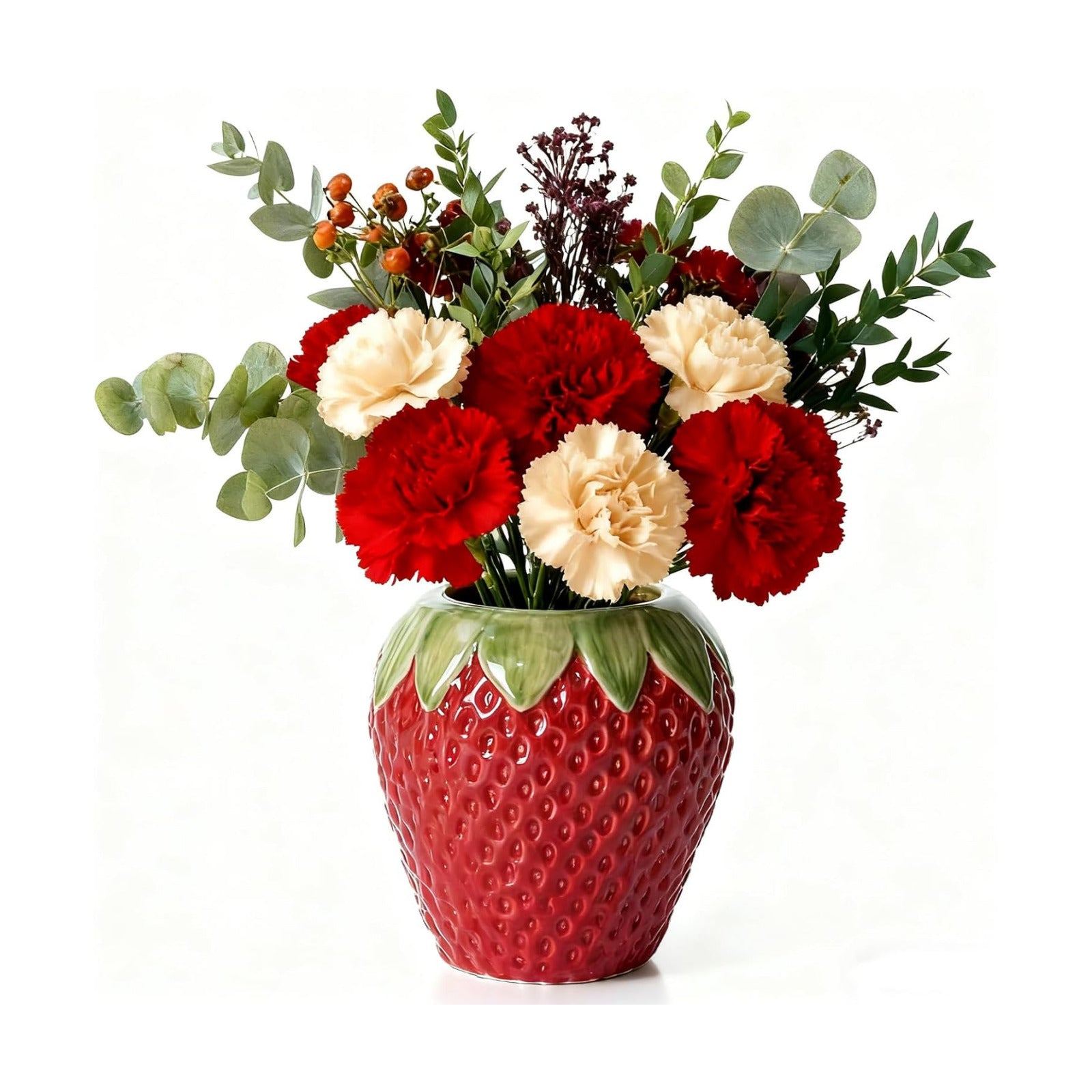 Ceramic Strawberry Vase / Red / Medium-5.1