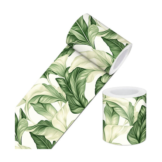 Peel and Stick Wallpaper Border Green Tropical Leaf Botanical / Tropical Green Leaf / 4 x 196