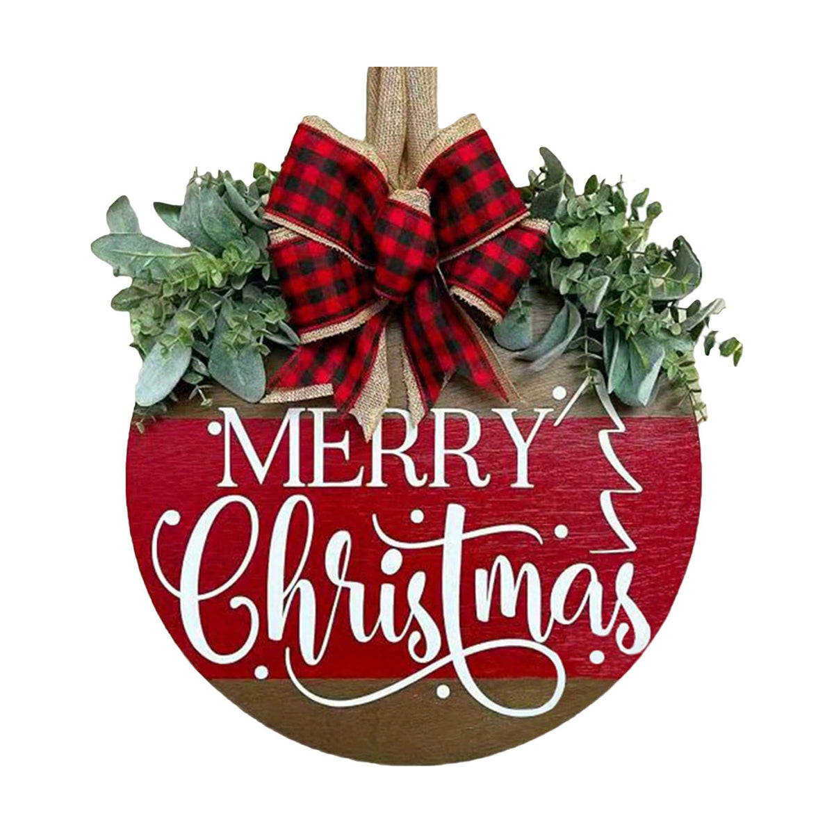 Christmas Wreath, Christmas Wreaths for Front Door, Merry Christmas Front Door Wreath Sign Porch Decorations Hanger