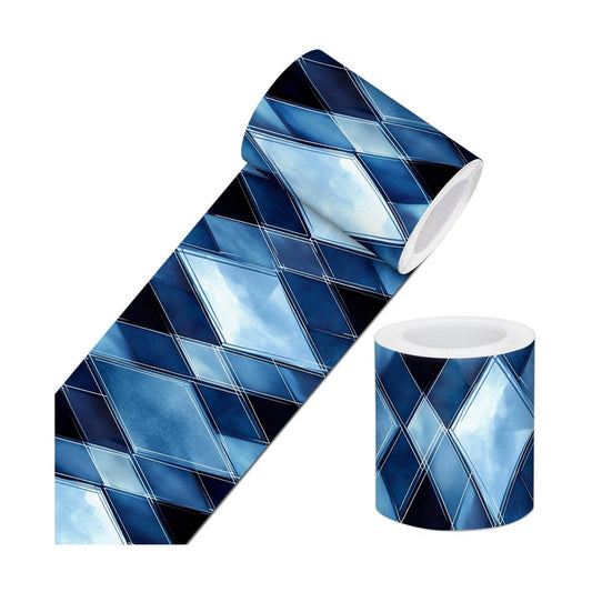 Wallpaper Border Blue Strip Wallpaper Peel and Stick Wall Diamond Geometric / Blue Diamond Glass