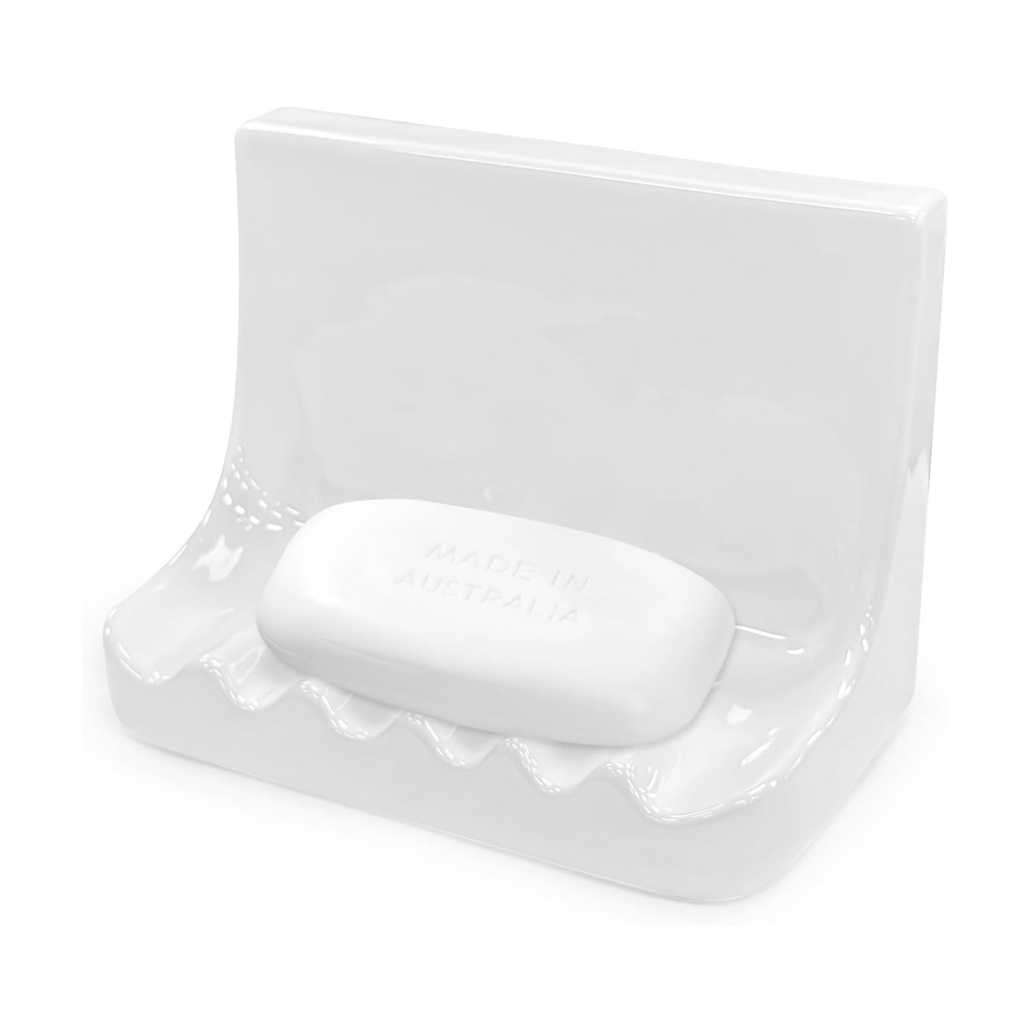 Vintage Wall-Mounted Ceramic Soap Dish for Shower Wall Retro Ceramic Soap Holder Porcelain / White