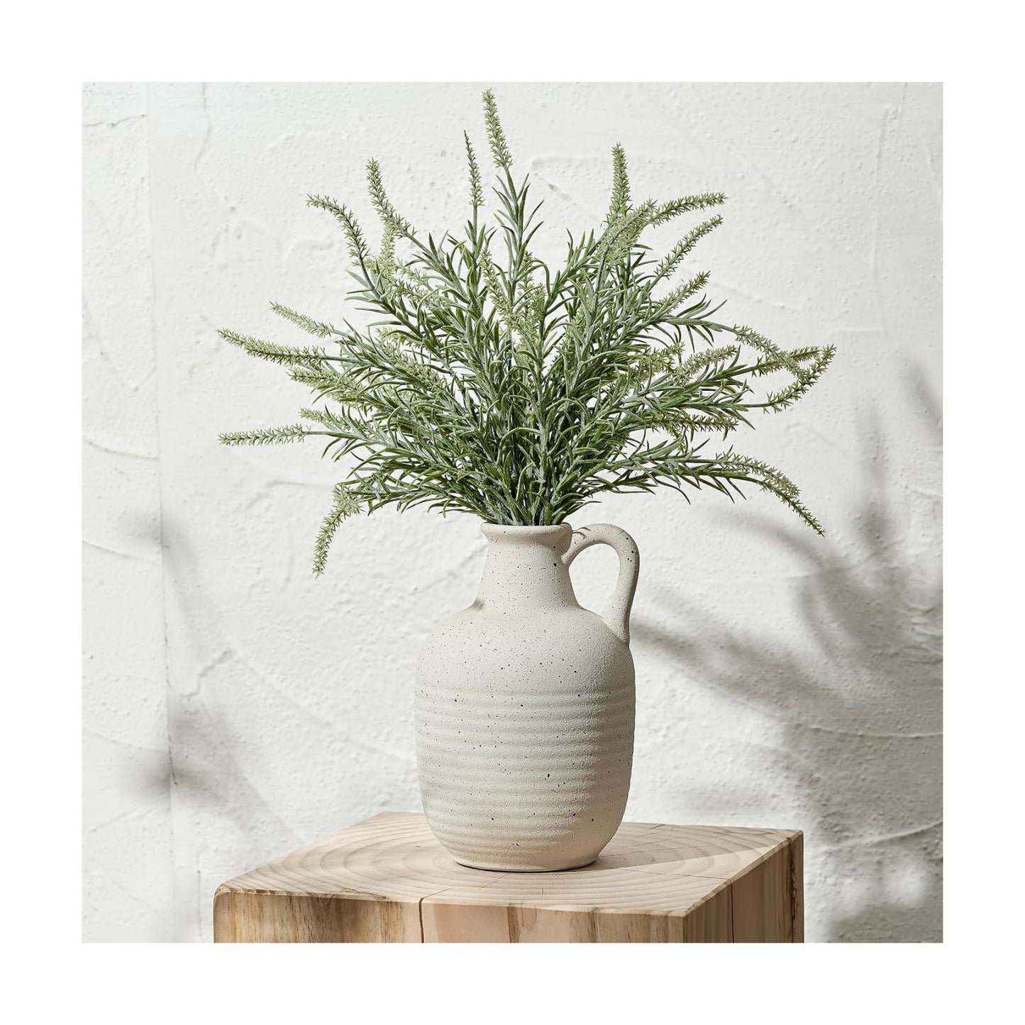 Rustic Ceramic Farmhouse Flower Vase / 19439-speckled White