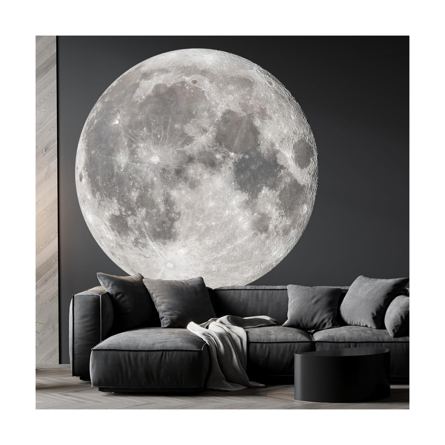 Large Moon Wall Stickers Full Moon Decor Wall Decals 6 Sheets Peel and Stick Wall / Silver Moon