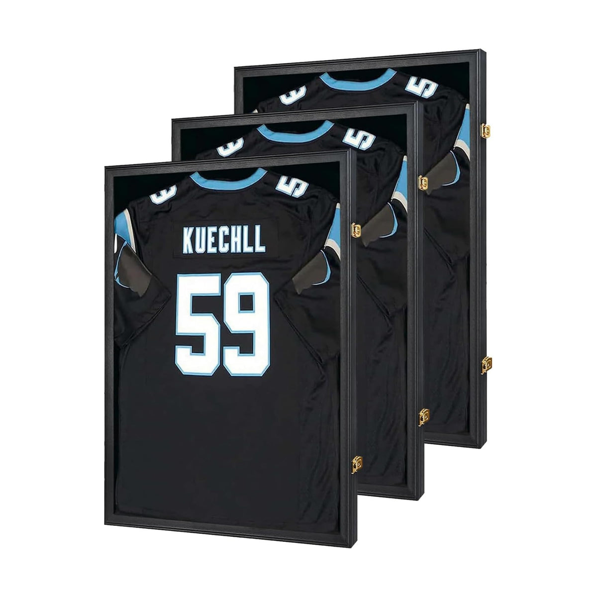 IHEIPYE Jersey Frame Display Case Shadow Box 3 Pack Black | Lockable, UV Protection, Hanger, Baseball, Basketball