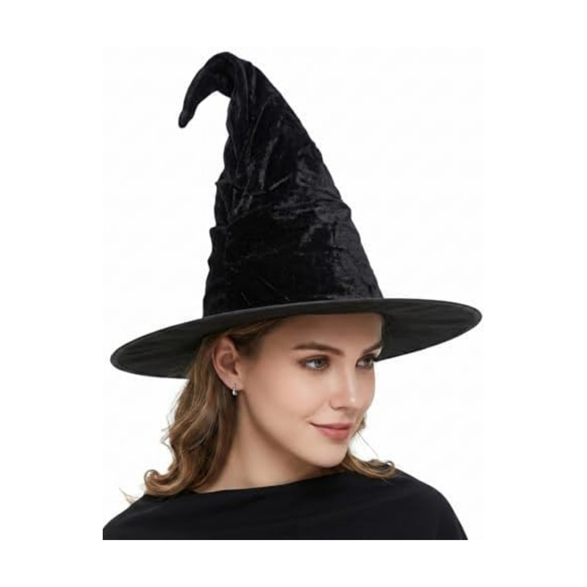 Halloween Witch Hat, Ruched Witches Hats for Women Wizard Hats Halloween Costume Accessories Cosplay Party Decorations Favors