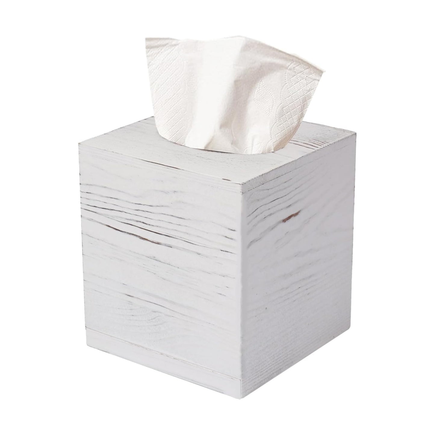 Rustic Wooden Tissue Box Holder for Kleenex / 5.5*5.5*6.0 Inch / White