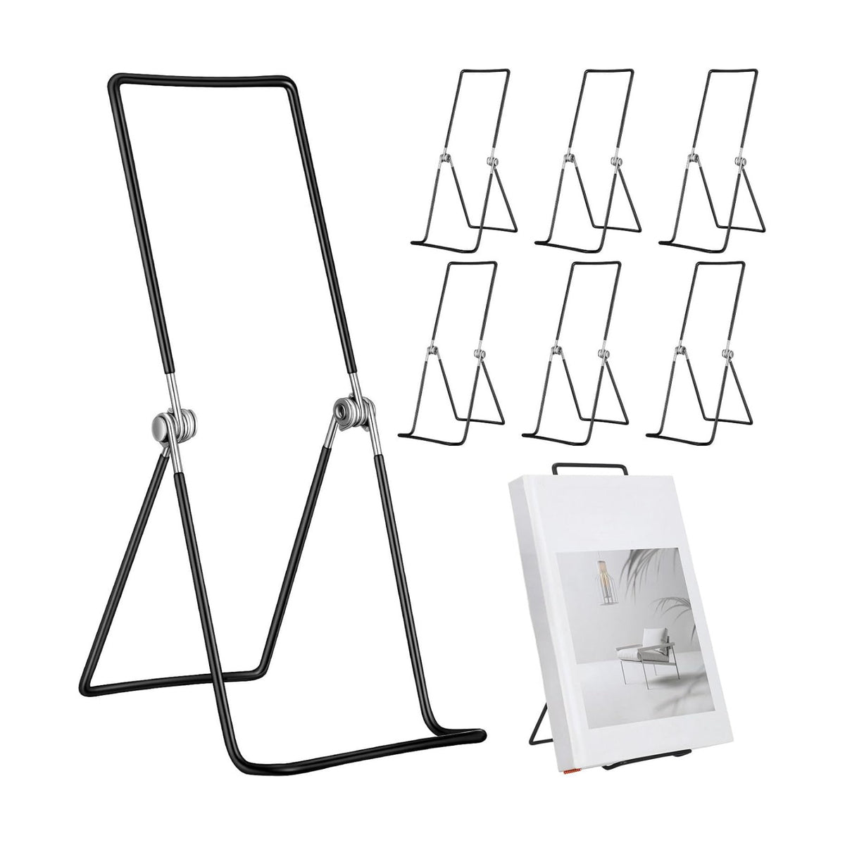 6 Pack 11.8 Inch Large Metal Book Stand for Display Adjustable Display Holder Easel Collector Stand for Home Office