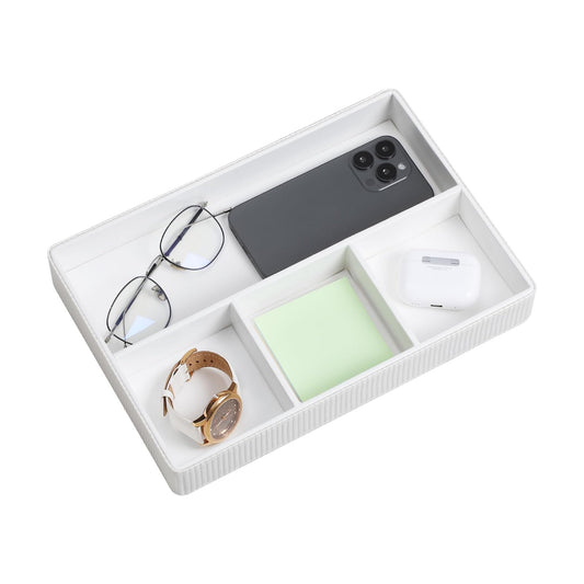 PU Leather Valet Tray / Cream-white