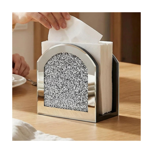 Bling Glass Napkin Holder for Dining Table Kitchen Countertop / Silver