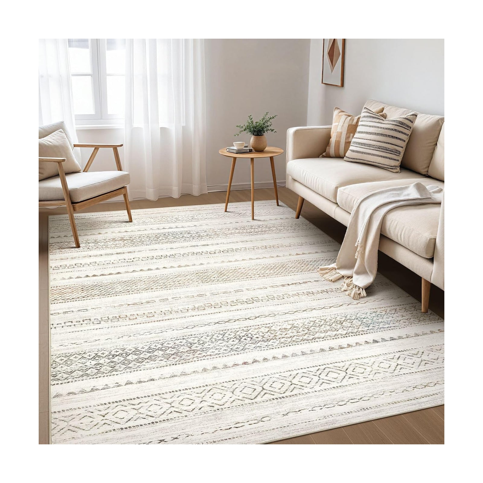 Nakagishi Boho 4x6 Area Rug Living Room Rugs Machine Washable Multi Color