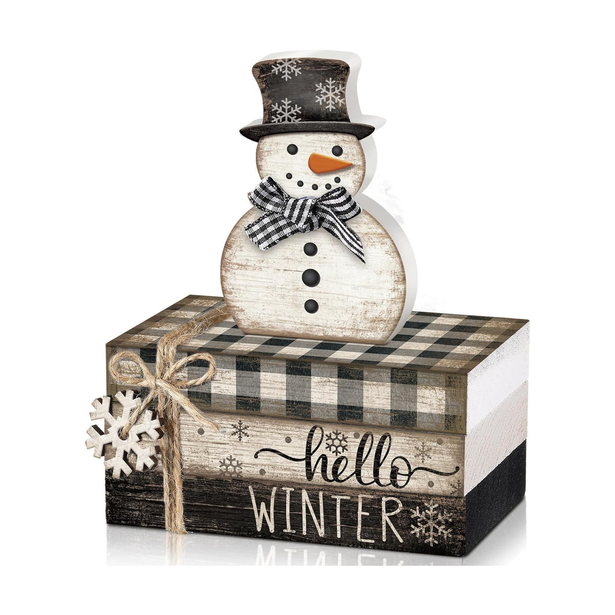 4 Pcs Winter Snowman Decor, Hello Winter Table Decorations