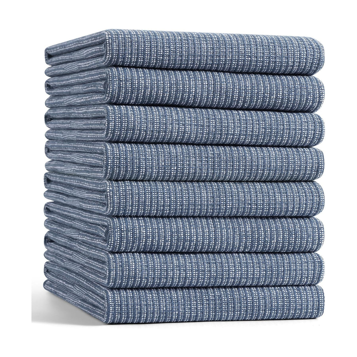 Mordimy Premium Large Cotton Kitchen Towels (18"x 28", 8 Pack), Navy Blue | 100% Ring Spun Cotton, Super Absorbent, 380