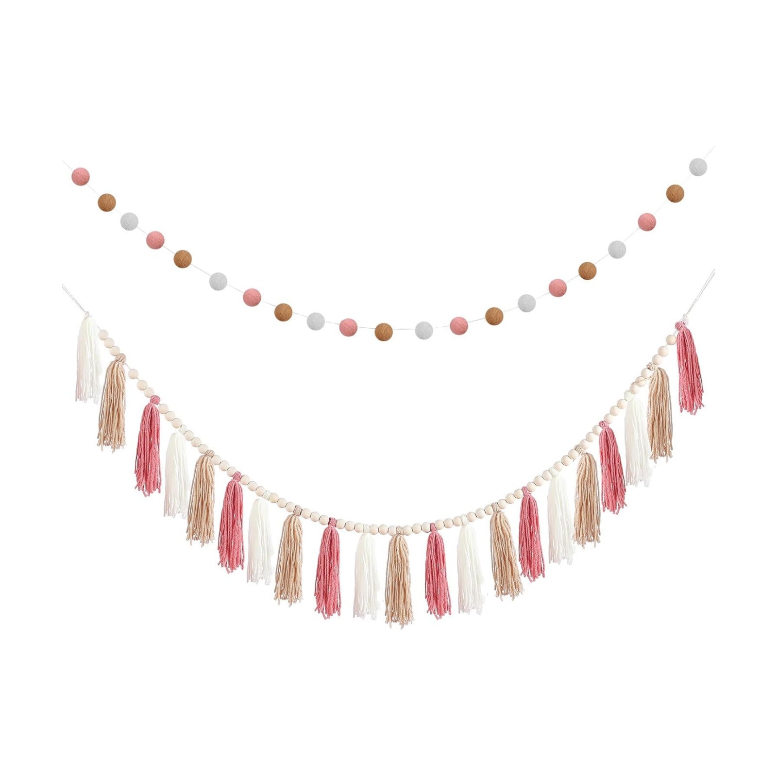 Boho Tassel Garland Decor Include 1 Boho Tassel Garland / Pink / Set of 2