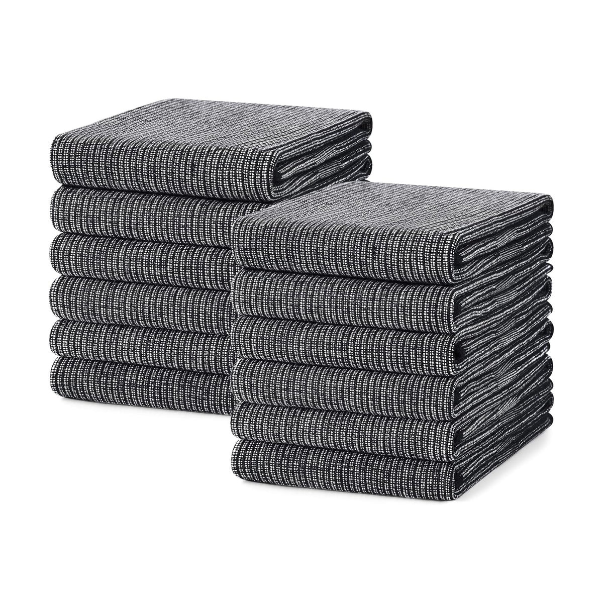 Mordimy Premium Large Cotton Kitchen Towels (18"x 28", 12 Pack), Black | 100% Ring Spun Cotton, Super Absorbent, 380