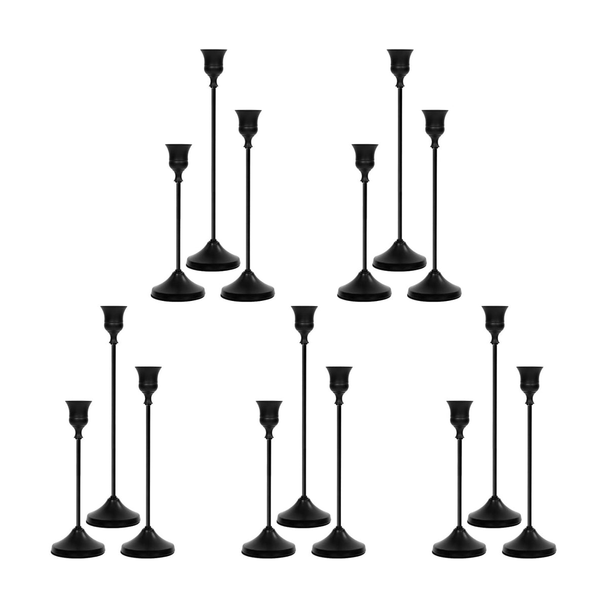 Matte Black Candlestick Holders 12 PCS,Metal Taper Candle Holder | for Pillar Candles, Reutilizable, Vintage Dining