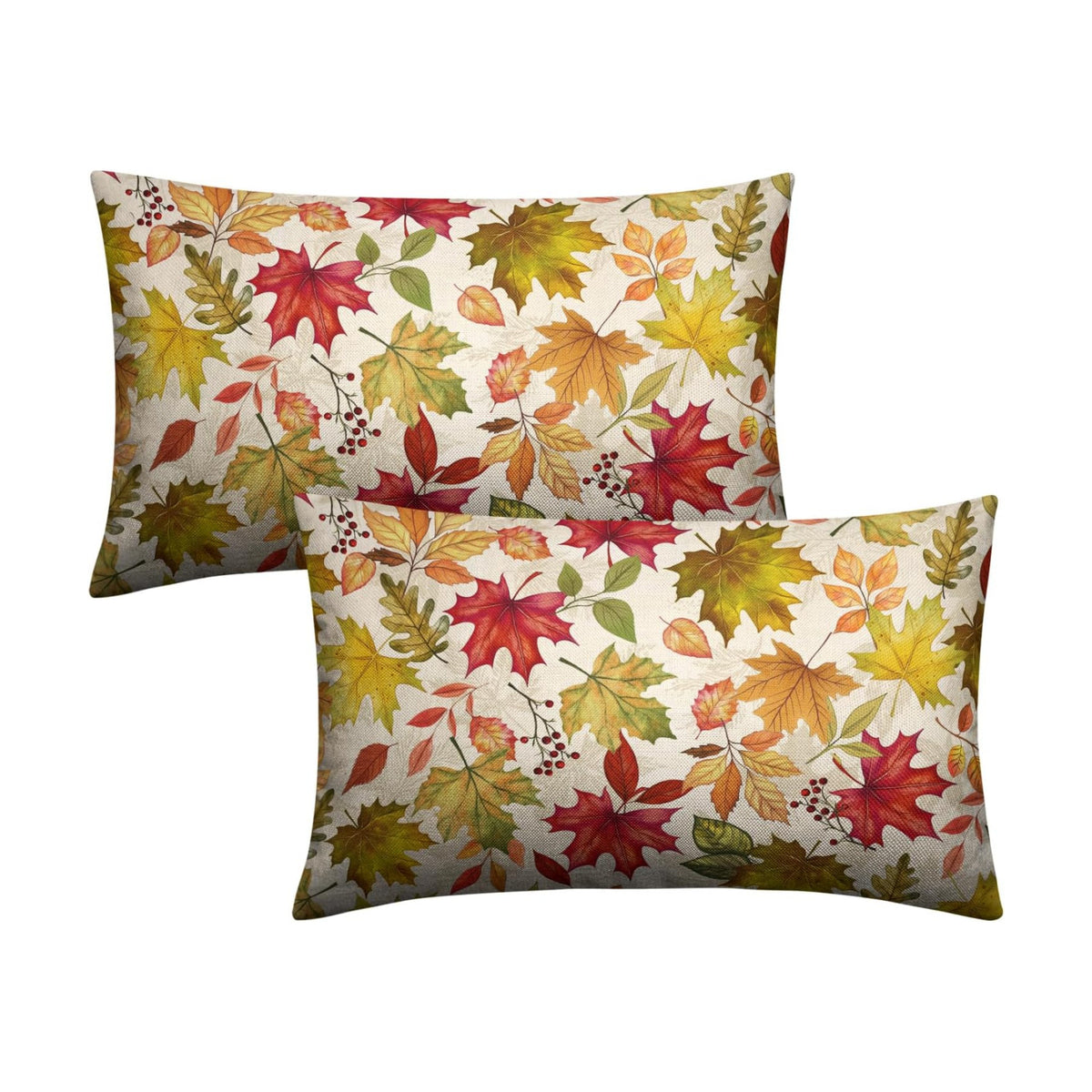Fall Leaves Pillow Covers 12x20 Set of 2 Maple Leaf Autumn Lumbar Throw Pillows Seasonal Thanksgiving Harvest Pillowcase Rustic Farmhouse Cushion Case for Outdoor Couch Porch Patio