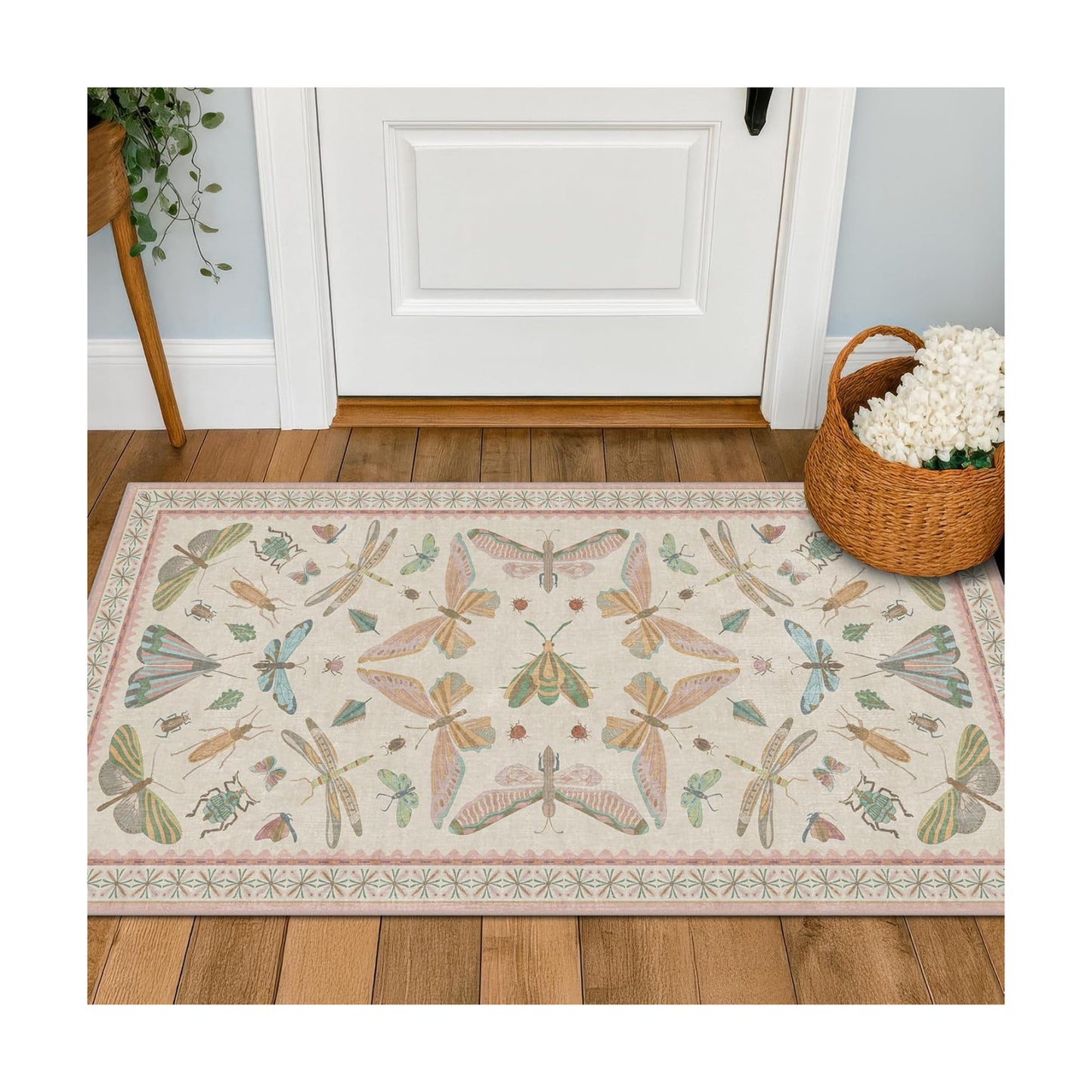 Hazo Haus Light Pink Washable Bathroom Rug - 2x4 Small Kitchen Rugs for Powder Room, Front Door Indoor Entrance, Low