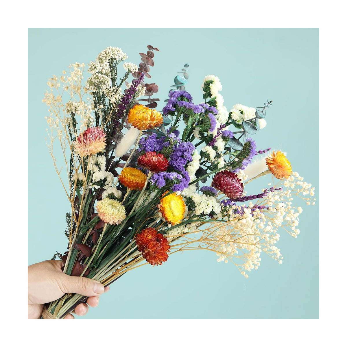 Natural Dried Flower Bouquet, 17" Rustic Boho for Fall Wedding Decorations