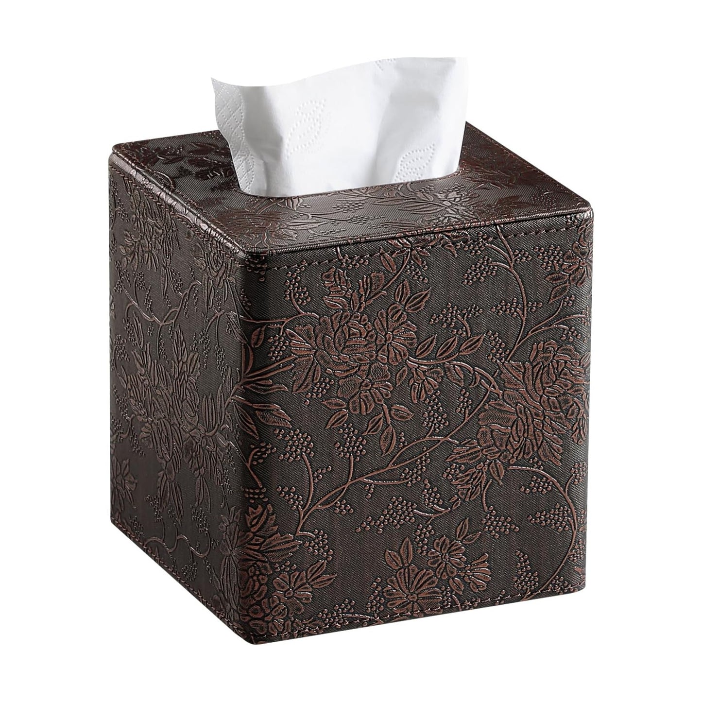 Square Tissue Box Cover / Brown Grape Pattern