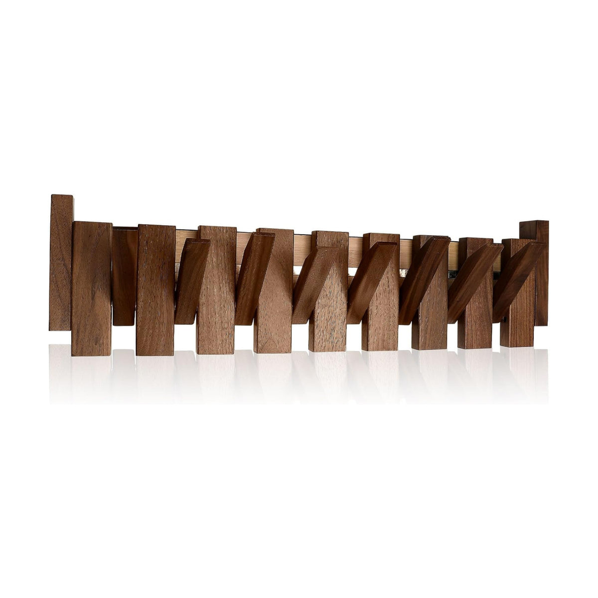Wooden Coat Rack Hanger Wall Mount with 8 Hooks Wall Mounted Coat Rack Coat Rack Wall Mount Made of Walnut Wood