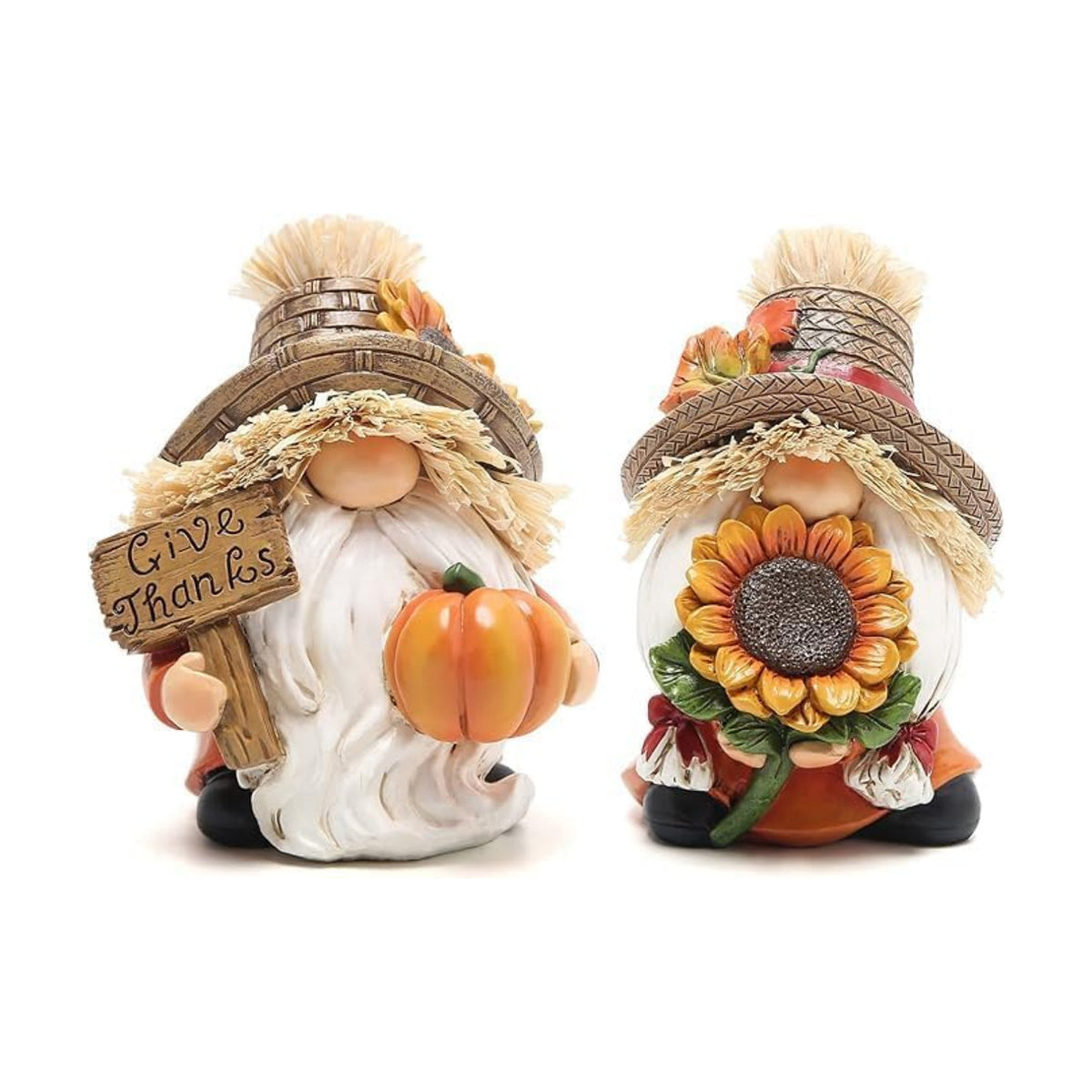 Hodao Fall Decorations for Home - Thanksgiving Gnome Figurines with Sunflower and Pumpkin, Resin Harvest Autumn Decor, Rustic Holiday Accent, for Family, Friends and Housewarming