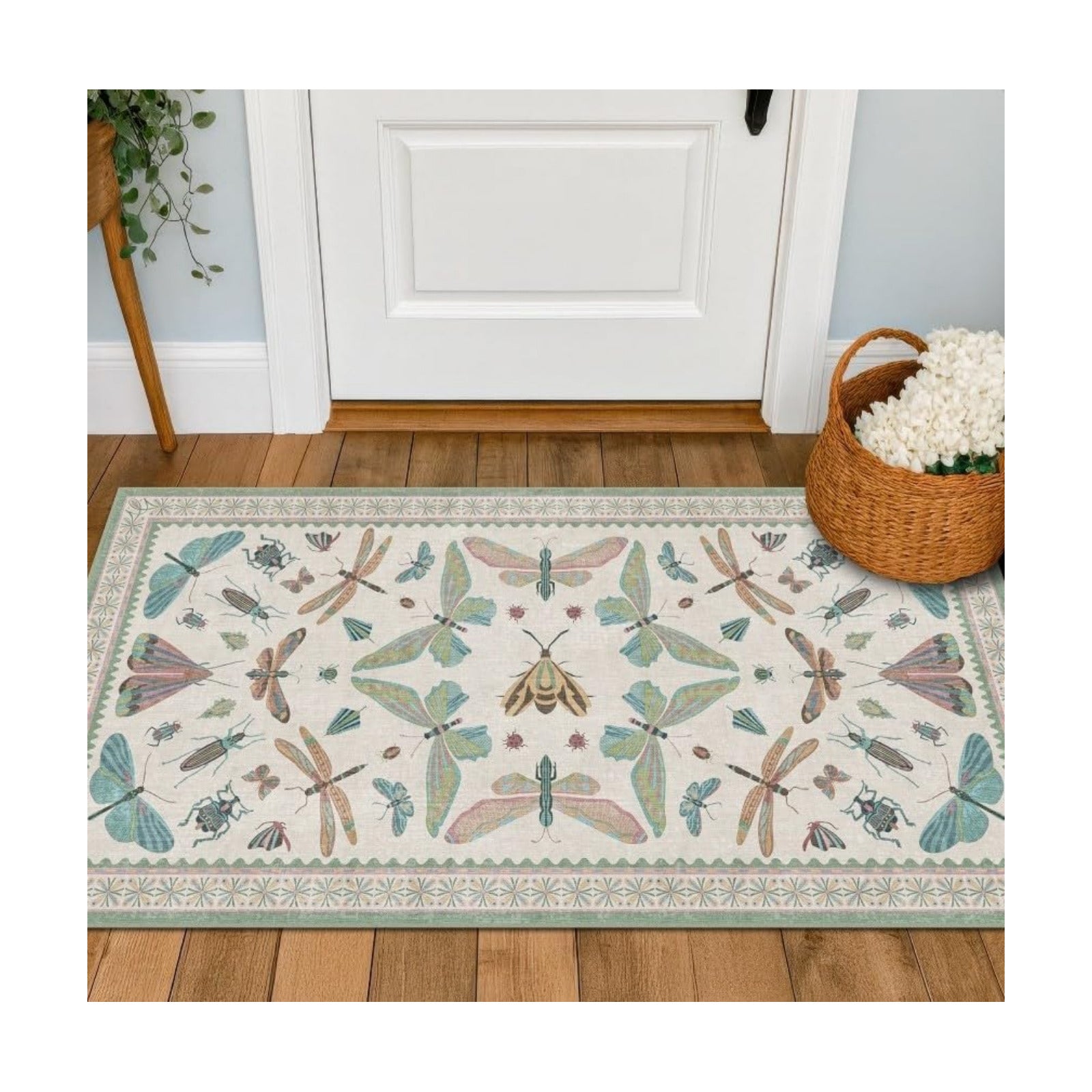 Hazo Haus Mint Green Washable Bathroom Rug - 2x4 Small Kitchen Rugs for Front Door Indoor Entrance, Low Pile Stain
