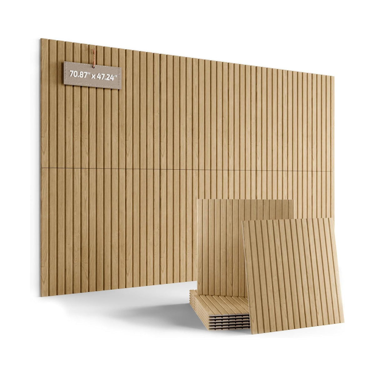 Fluxynara 6-Pack Large Felt Bulletin Board, Natural Oak Slat | 70.87" x 47.24" Cork Board Alternative, Acoustic Wall