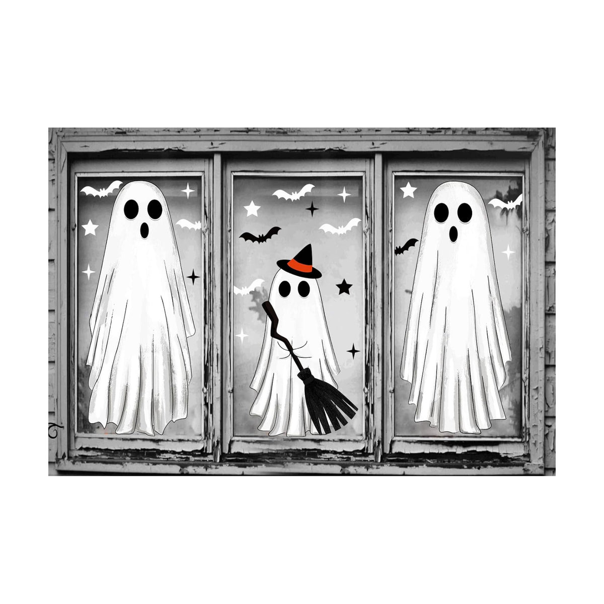Large Halloween Window Clings for Glass Windows Ghosts Silhouette