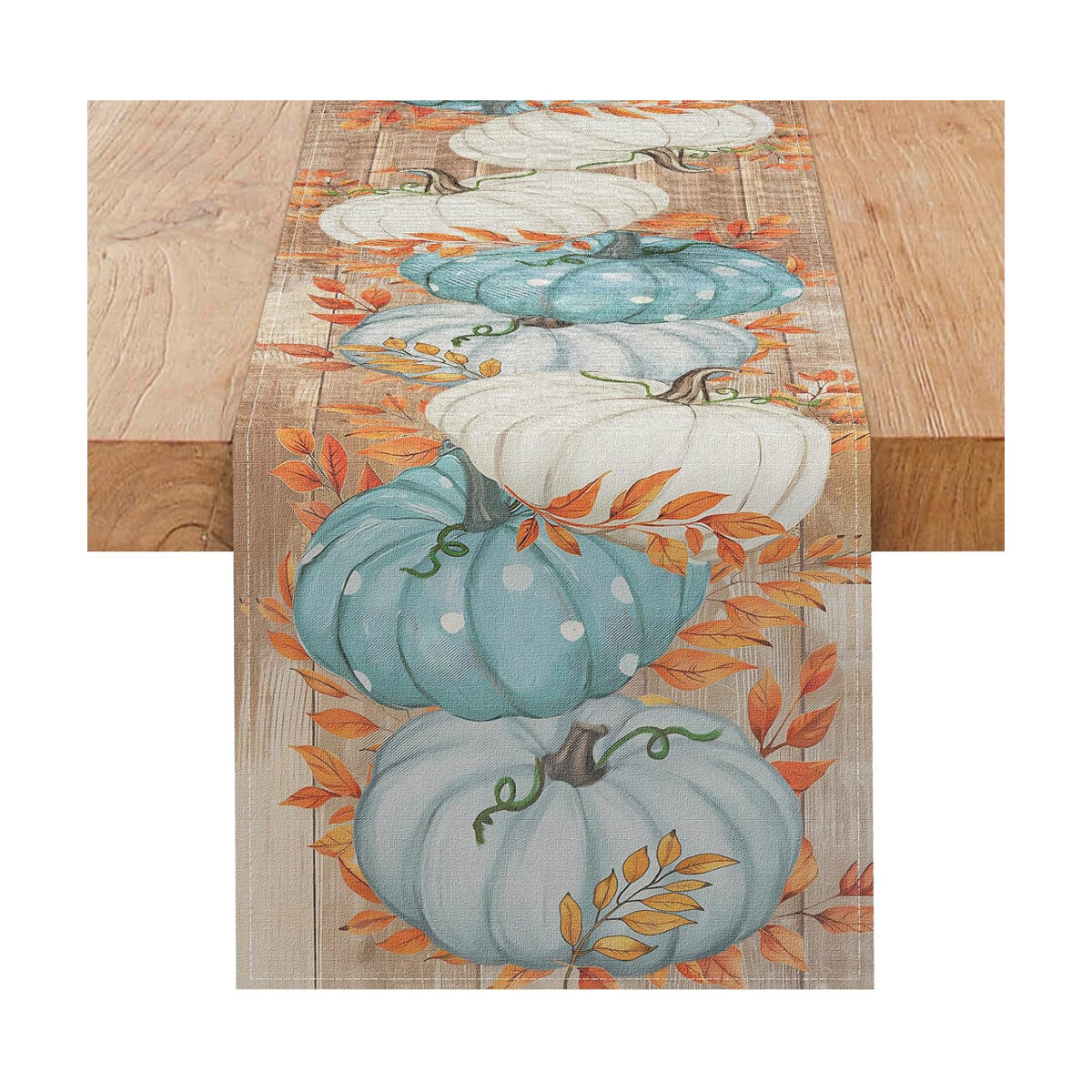 Niviy Pumpkin Leaves Thanksgiving Fall Table Runner, Autumn Table Decoration for Home Kitchen Dining Outdoor Indoor Holiday Farmhouse Decor 13 x 72 Inch