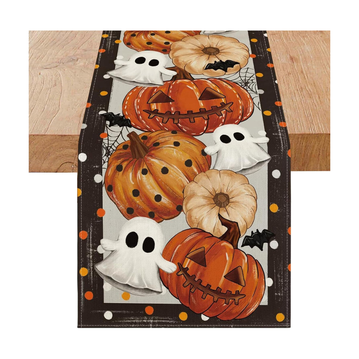 Niviy Halloween Table Runner Bat Ghost Pumpkins Web Pattern Table Decoration for Halloween Home Kitchen Dining Outdoor Indoor Holiday Farmhouse Decor 13 x 108 Inch