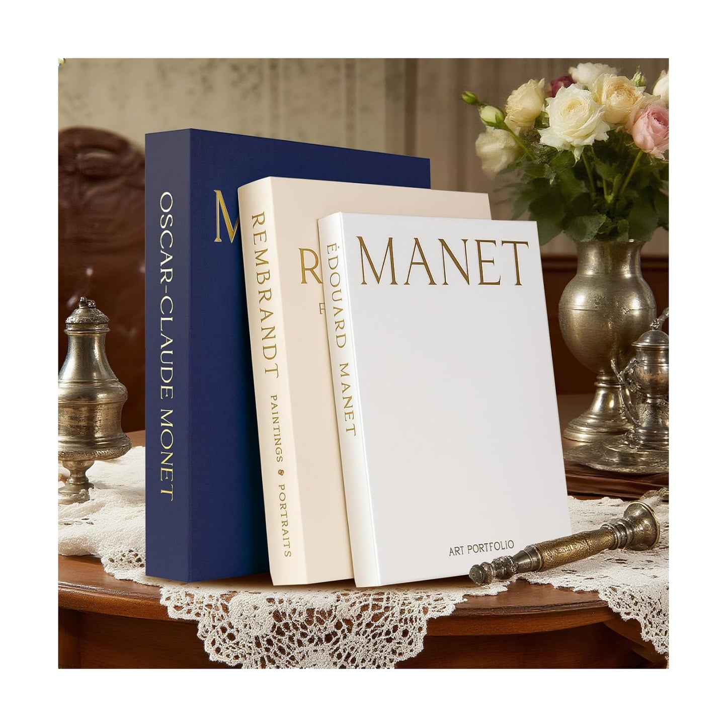 Decorative Faux Books / Dark Blue-beige-white / Set of 3