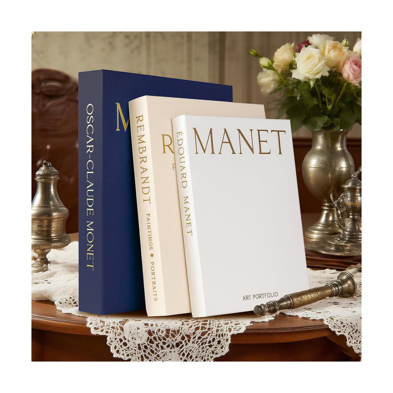 Decorative Faux Books / Dark Blue-beige-white / Set of 3