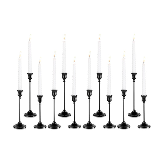 Candlestick Holders 4 Sets(12 Pcs), Black Candle Holders with Anti-Slip Pad, Metal Taper Candle Holder, Candle Holder for Wedding Fireplace Mantel Housewarming Gift