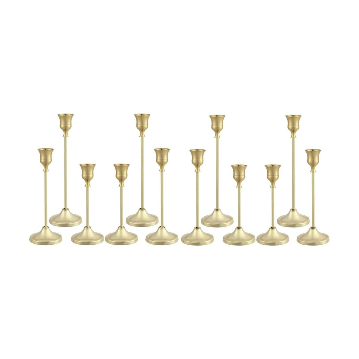 Candlestick Holders 4 Sets(12 Pcs), Gold Candle Holders with Anti-Slip Pad, Metal Taper Candle Holder, Candle Holder for Wedding Fireplace Mantel Housewarming Gift
