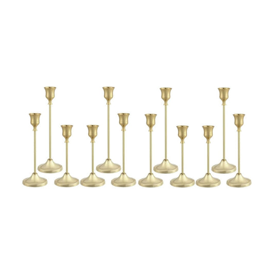 Candlestick Holders 4 Sets(12 Pcs), Gold Candle Holders with Anti-Slip Pad, Metal Taper Candle Holder, Candle Holder for Wedding Fireplace Mantel Housewarming Gift
