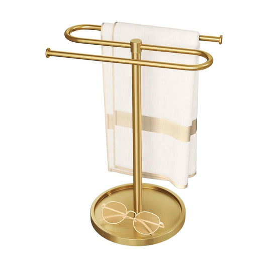 Bethom Bathroom Hand Towel Holder Stand Gold, S-Shape Kitchen Towel Rack | Stainless Steel Countertop Towel Standing
